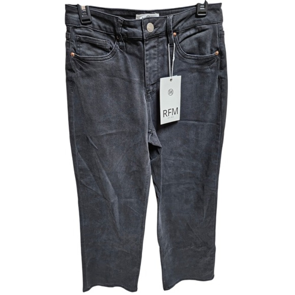 RFM Est 2014 Women's Black Wash‎ Cropped Wide Leg Jeans